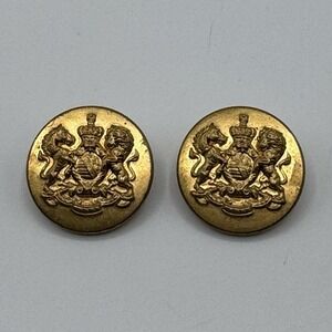 Vintage Crest Lion Horse Gold Button Replacement Waterbury Front Waist Coat x2